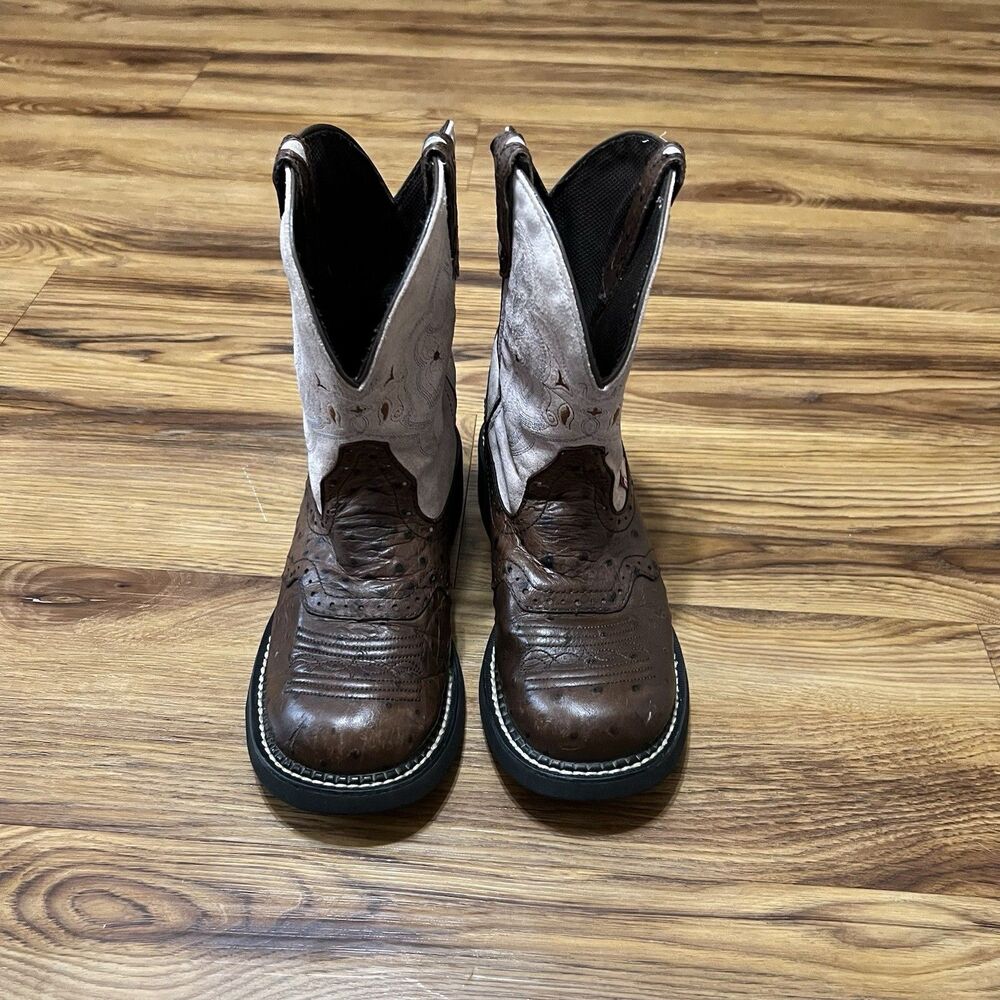 Justin Gypsy Ostrich Print Boots Size 6.5 B